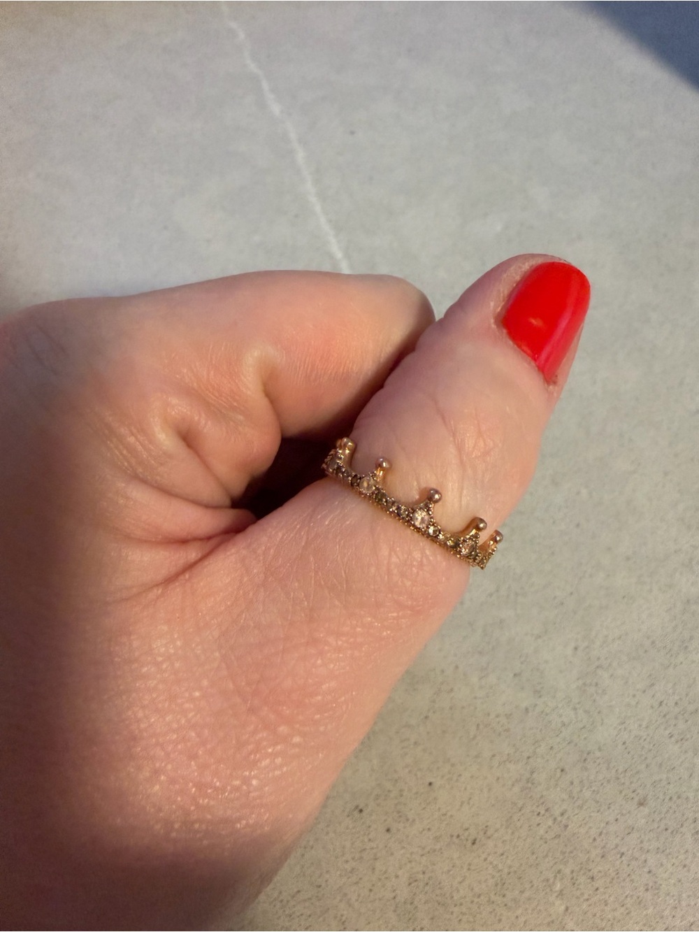 Pandora Rose Gold Crown Midi Ring with Sparkling Accents